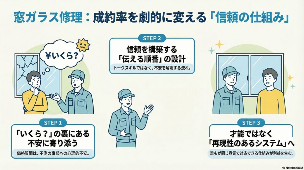 【電話対応】ガラス屋の電話対応と受注率の関係｜「で、いくらですか？」で終わる会話の構造的原因