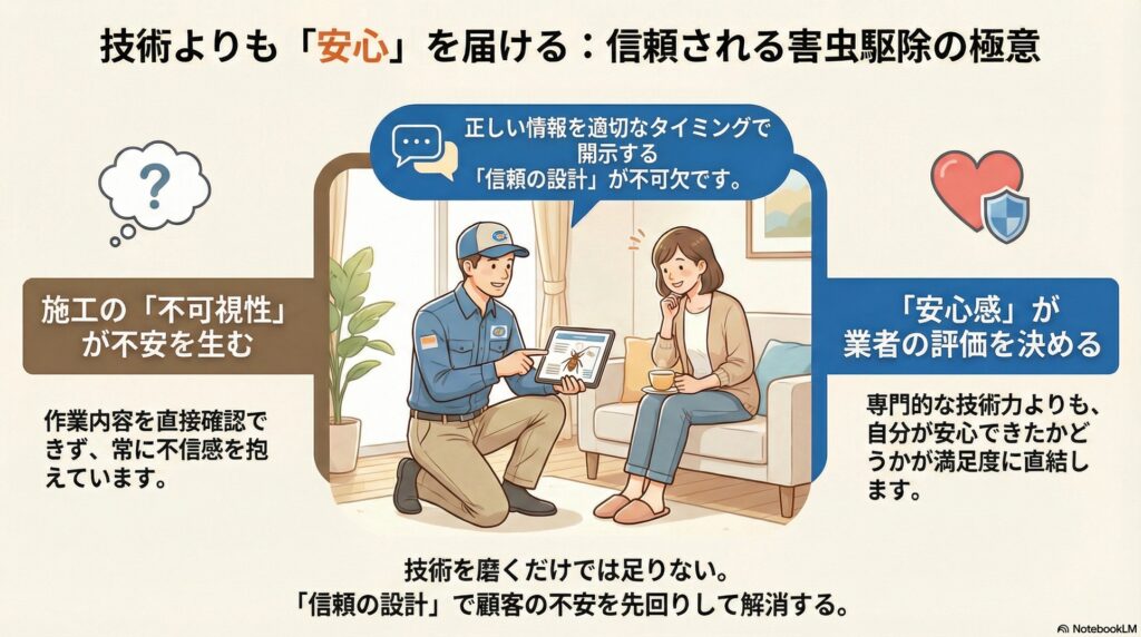 【現場品質】害虫駆除のクレーム対策｜「丁寧な施工」だけでは防げない不満の正体と対処の考え方