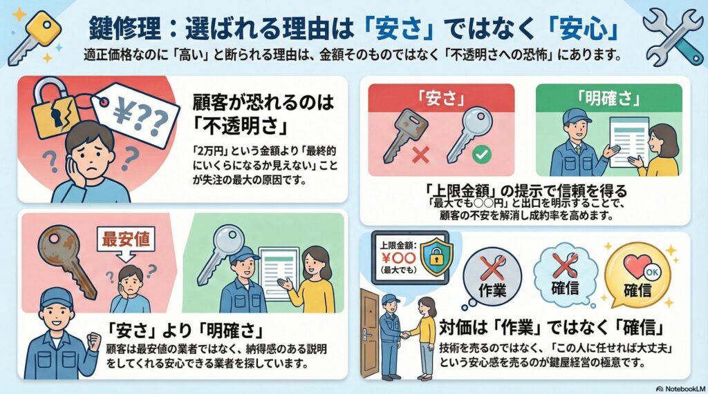 【料金設計】鍵屋の料金設定｜「高い」と言われ続ける経営者が気づいていない盲点