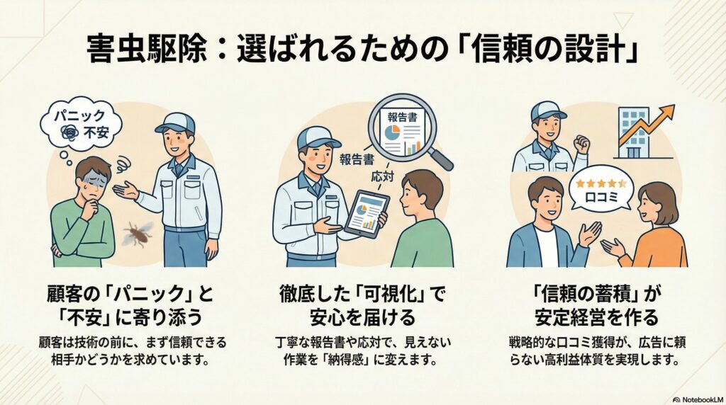 【信頼構築】害虫駆除の口コミの集め方｜技術力があるのに口コミが増えない本当の理由