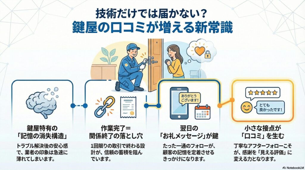 【評判管理】鍵屋の口コミが増えない本当の理由｜「良い仕事」だけでは信頼が届かない構造