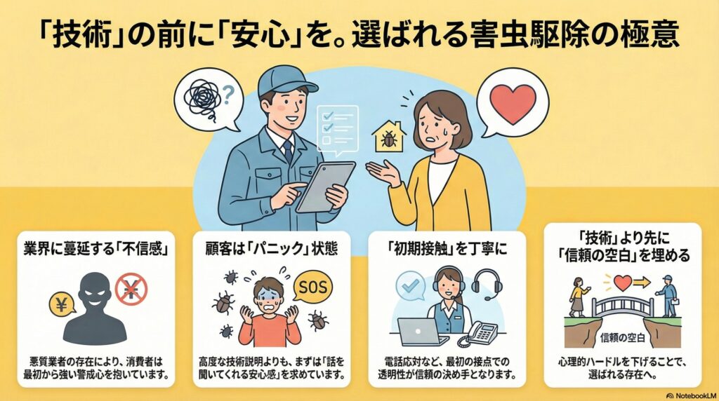 【信頼構築】害虫駆除業者の信頼獲得｜「ぼったくり業界」の偏見を覆す経営の考え方