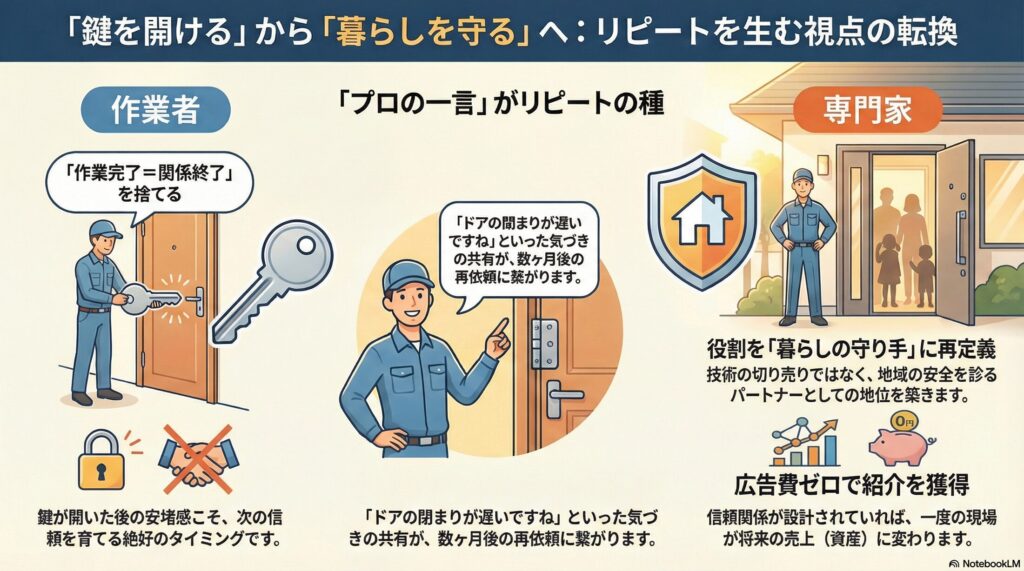 【顧客管理】鍵屋にリピートがない本当の理由｜「一度きりの仕事」を資産に変える視点