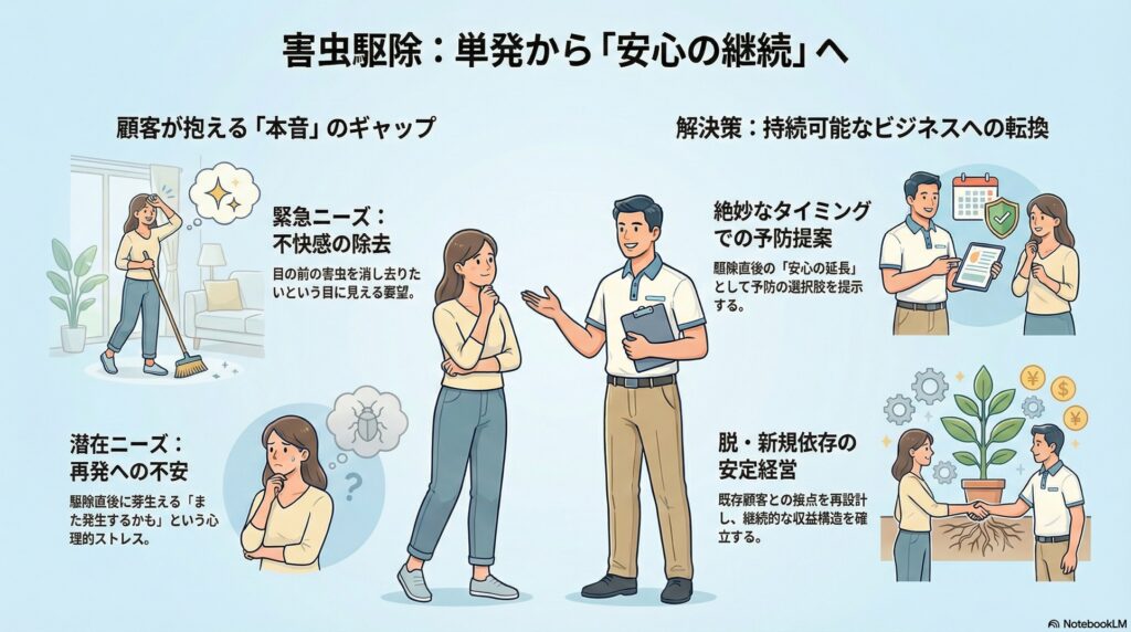【集客戦略】害虫駆除のリピート・定期契約｜「駆除して終わり」から抜け出す経営の視点
