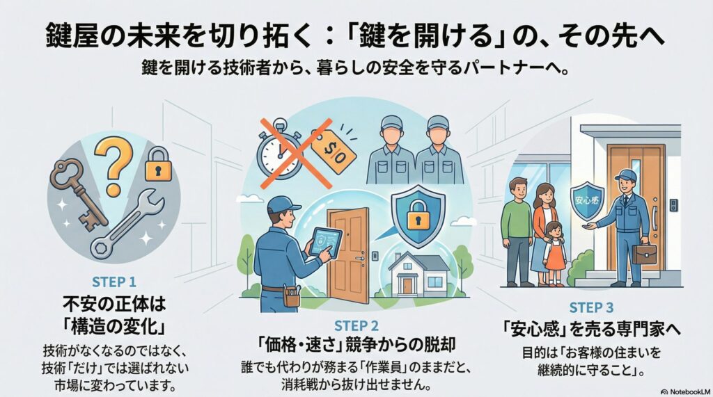 【経営戦略】鍵屋の将来に不安を感じたら｜鍵を開ける仕事の先にある経営の選択肢